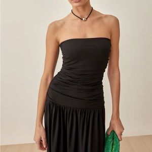 Reformation isabelle black strapless maxi dress